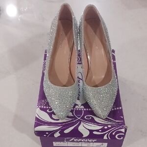 Elegant Silver Glitter Heels